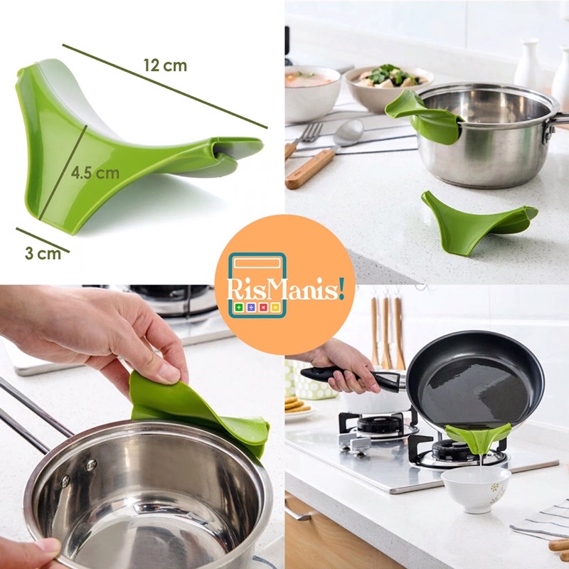 SILICONE PAN FUNNEL - Corong Tambahan Panci Menuang Kuah Sayuran Tuang Masakan Makanan Anti Tumpah