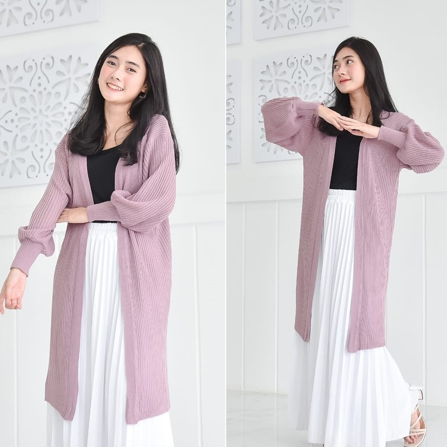 LONG CARDY RAJUT WANITA / OUTER CARDY / CARDIGAN POLOS / OVERSIZE CARDY-nila mudA