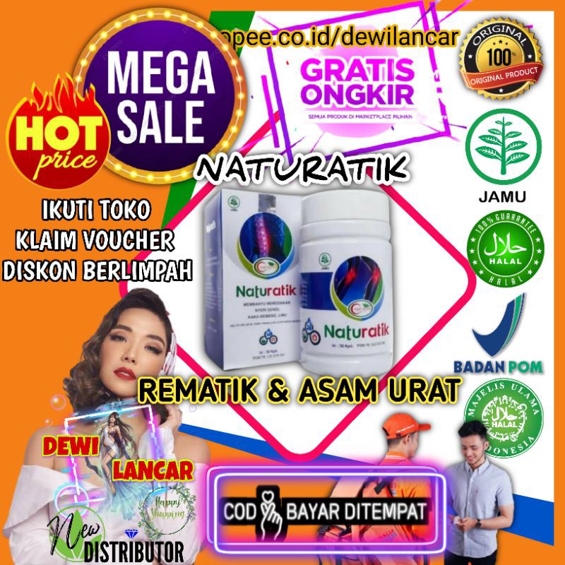 OBAT ASAM URAT REMATIK NATURATIK ASLI 100% ORIGINAL OBAT NYERI SENDI LUTUT TULANG OTOT PINGGANG TUMI