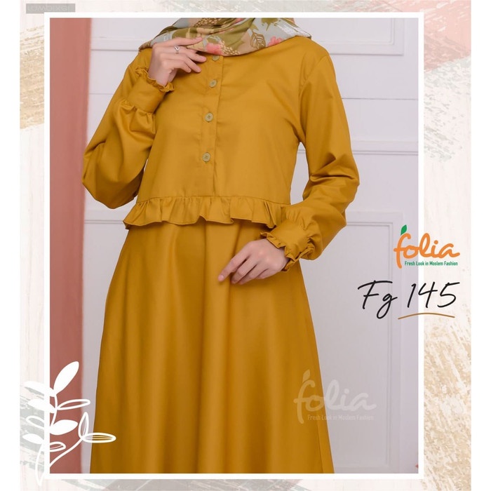 PREMIUM GAMIS TERBARU FOLIA FG 145, MUSTARD - S