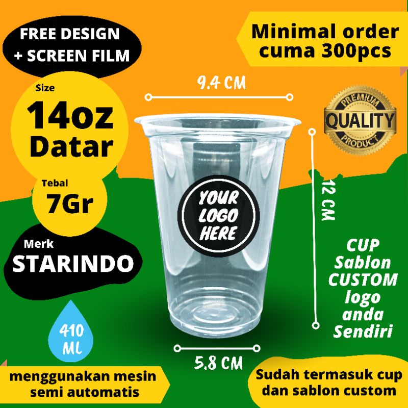 

SABLON CUP 14 OZ 7 gram STARINDO) SAP / cup sablon / custom logo / minimal order 300cup