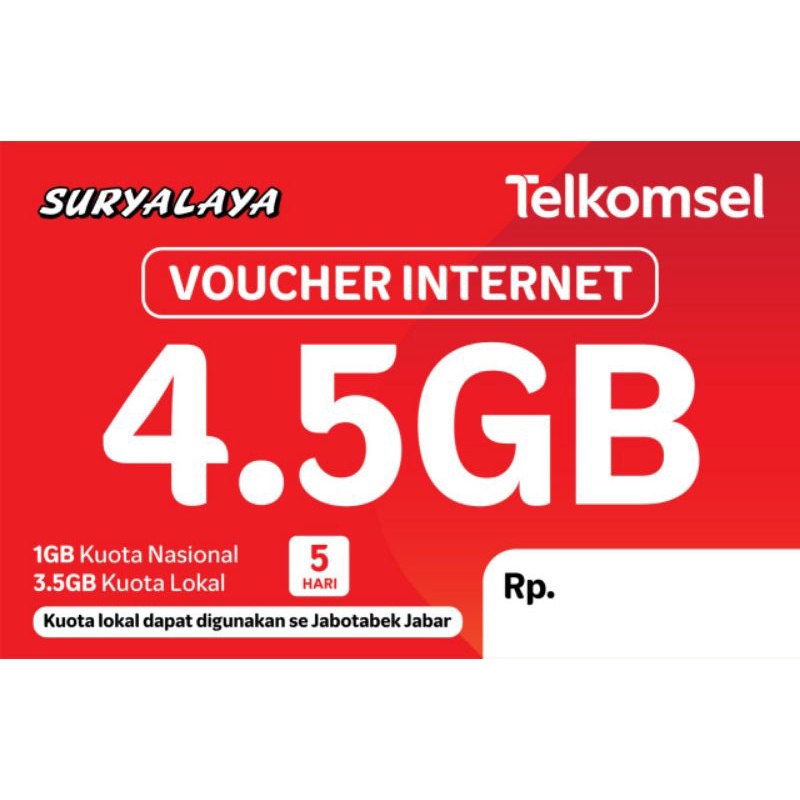 NEW VOUCEHR TELKOMSEL 4,5GB 5H [EXP. Juli 2022]