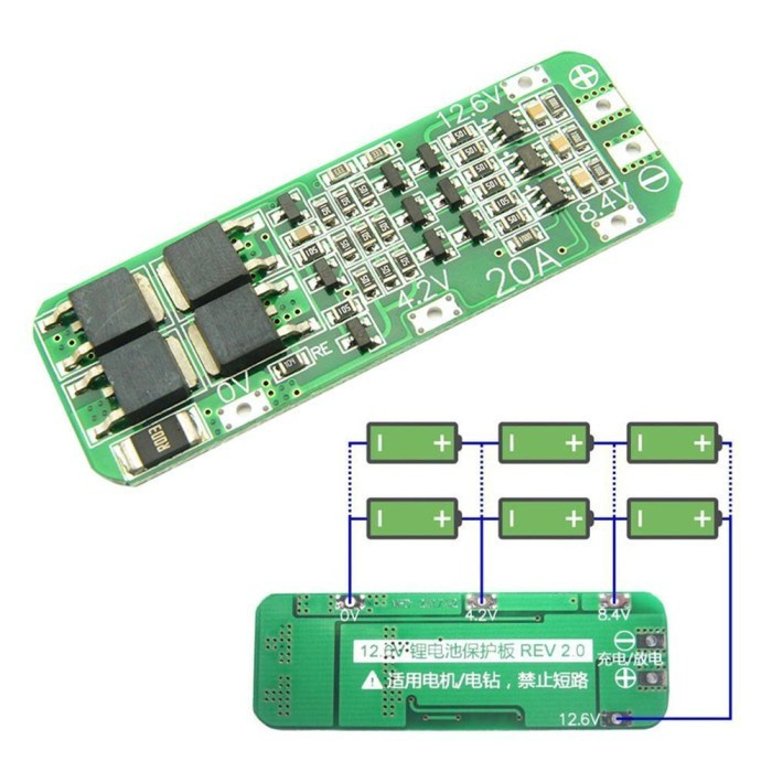 BMS 3S 12V 20A Papan Modul PCB Pelindung Charger Baterai Lithium 18650