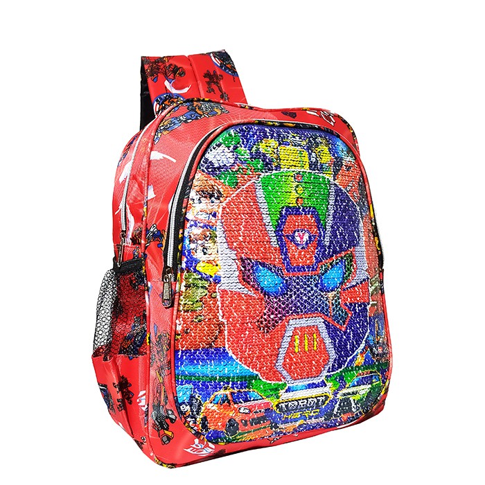 TAS RANSEL SEQUIN / USAP 2 GAMBAR KARAKTER ULTRAMAN - TOBOT ANAK SEKOLAH TK / SD