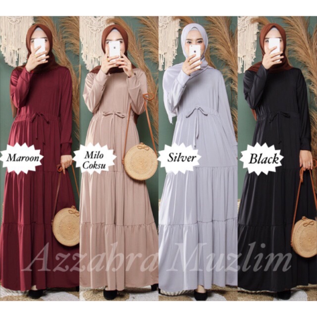 Gamis Jersey Rempel Susun Serut pinggang Busui / R.11 - 066-5096