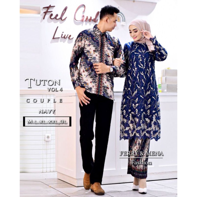 Fanstore - Set COUPLE Kebaya Tunik Tulle Tuton Full Bordir