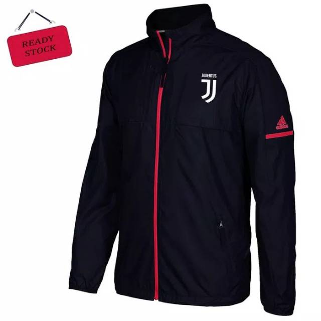 Jaket traveling widbreaker black club juventus new 2018 grade ori