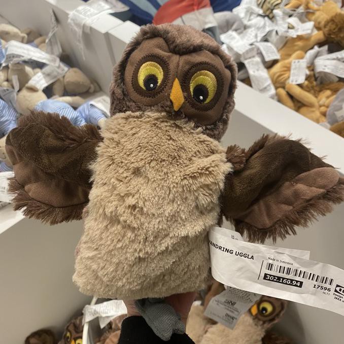 BONEKA TANGAN OWL BURUNG HANTU IKEA / BONEKA BINATANG / MAINAN ANAK