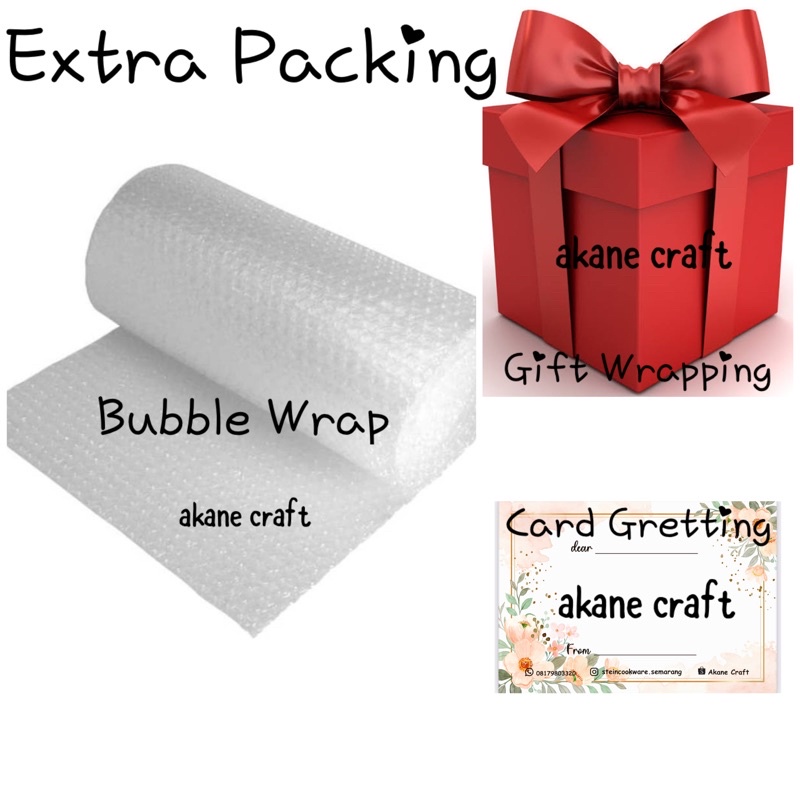 

Packing Tambahan / Bubble Wrap / Bungkus Kado / Kartu Ucapan