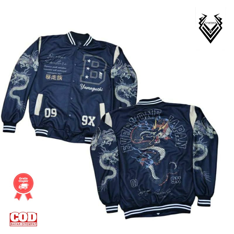 JACKET VARSITY BASEBAAL MOTIP TERBARU PRIA WANITA SAIZE L XL  - JAKET EVERYONE BAYAR DI TEMPAT-B EVERYONE JAPAN