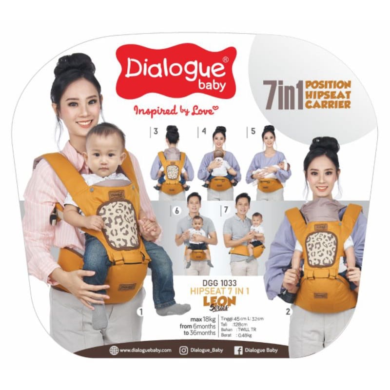 Gendongan Baby Hipseat Dialogue 7 in 1 Leon Glazy Series Gendongan Depan Bayi