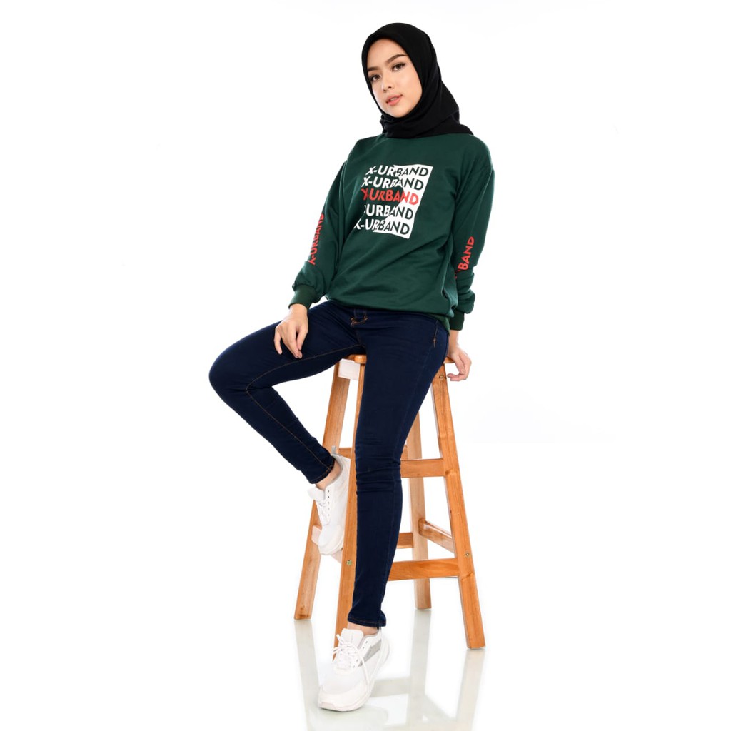 X Urband Sweater Oblong Wanita Chouse Crewneck A140