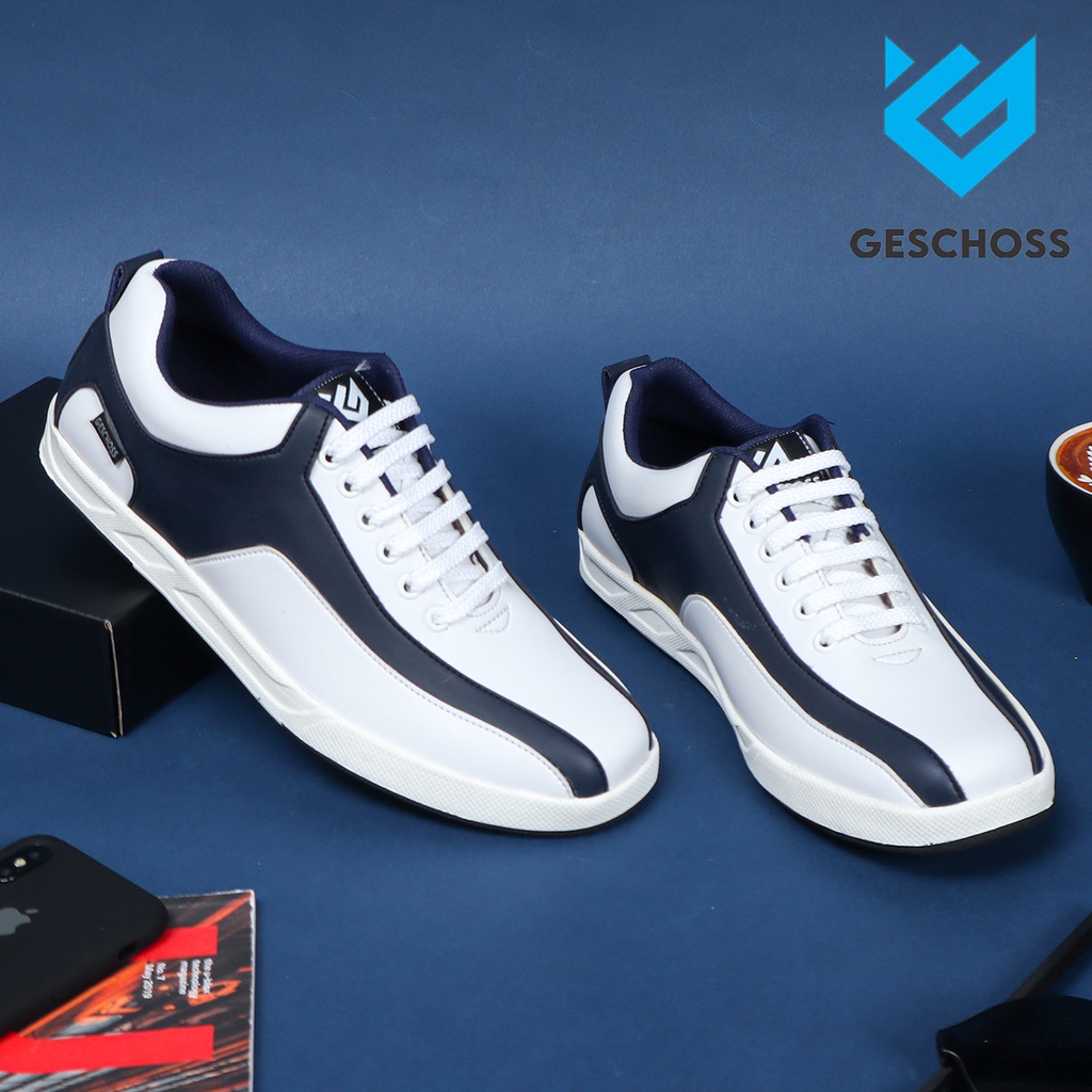 GESCHOSS OFFICIAL | Sepatu sneakers Santai Sepatu Santai Sneakers Terbaru GS X 7802  Putih Nevy Pria Terkini