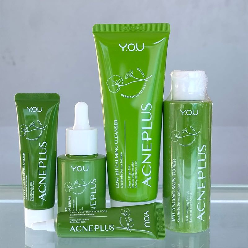 You Acneplus Bundle | Exfoliating Toner, Acne Spot, Moisturizer, Hy Amino Anti Acne Facial Wash | Serum Jerawat Obat Totol