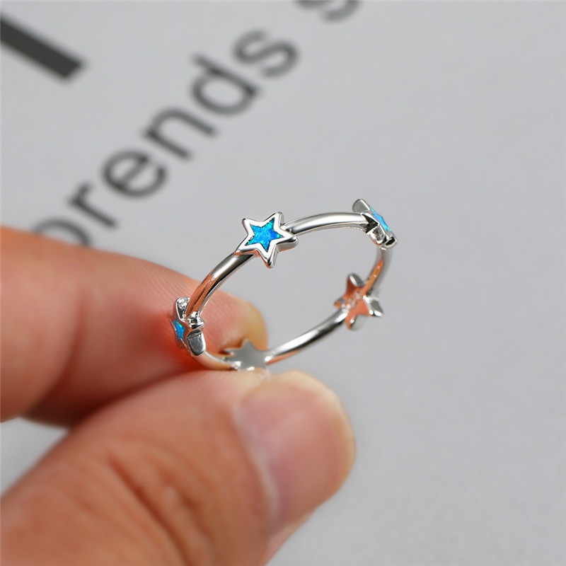 New European and American imitation Opal rose gold five-pointed star ring, ladies fashion fine ring