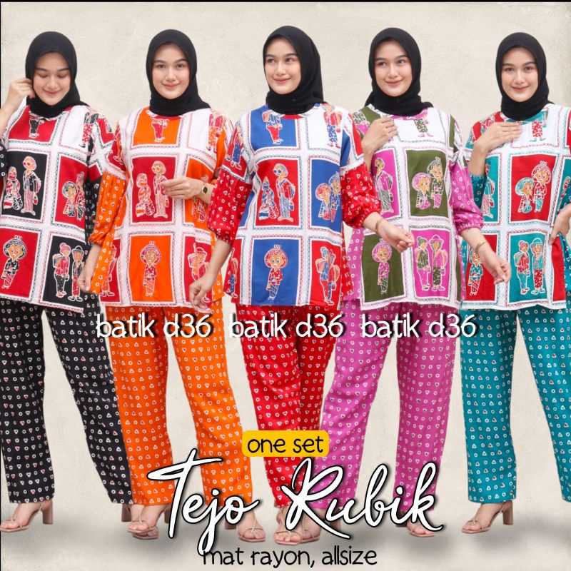 Setelan Wanita Tejo Rubik #2 Model Santai Kekinian Batik Murah Bahan Rayon