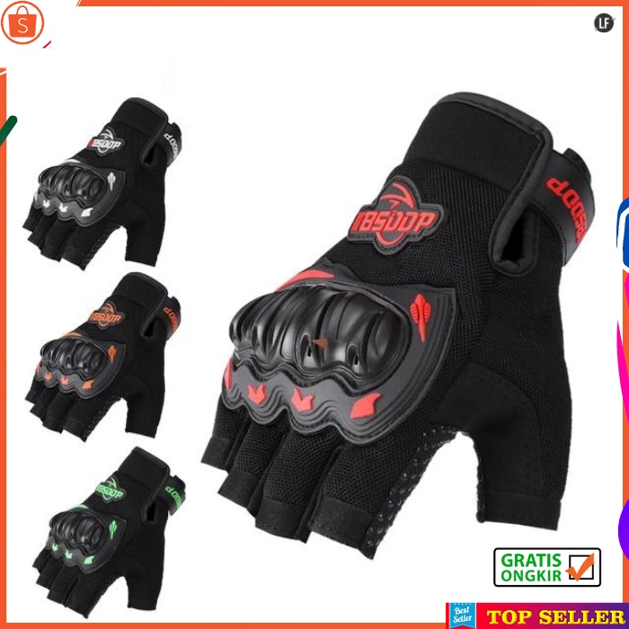 SARUNG TANGAN MOTOR PRIA KERJA GLOVES MOTORBIKE RACE SETENGAH JARI ANTI SLIP IMPORT A77