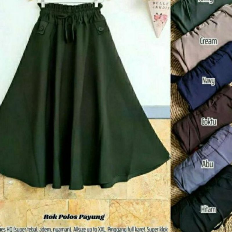 ROK POLOS PAYUNG JUMBO / ROK PAYUNG / ROK JUMBO / ROK POLOS WANITA JUMBO BAHAN SIGARET