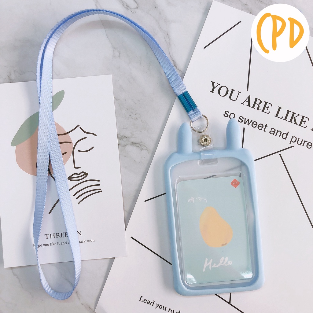 Tali Name Tag Warna Pastel Lanyard Card Holder Id Card