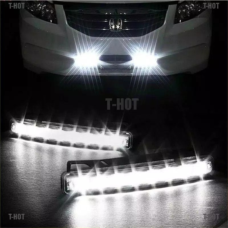 Lampu DRL Mobil Led Putih 6 Mata Waterproof 2Pcs Sepasang