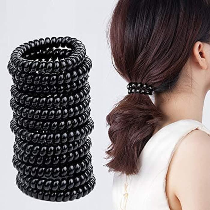 Kuciran Spiral Hitam Candy Korean Style / Ikat Rambut Karet Kekinian