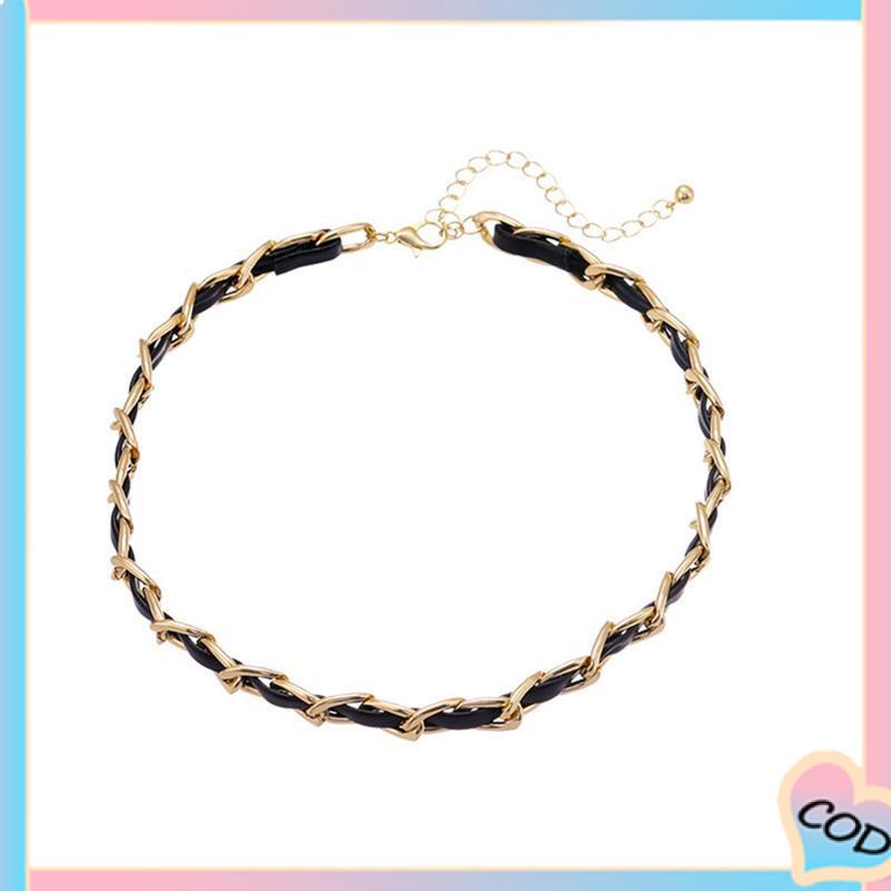 COD❤️Gelang Kalung Kepang Kulit Chian Retro High-end Fashion Wanita-A.one