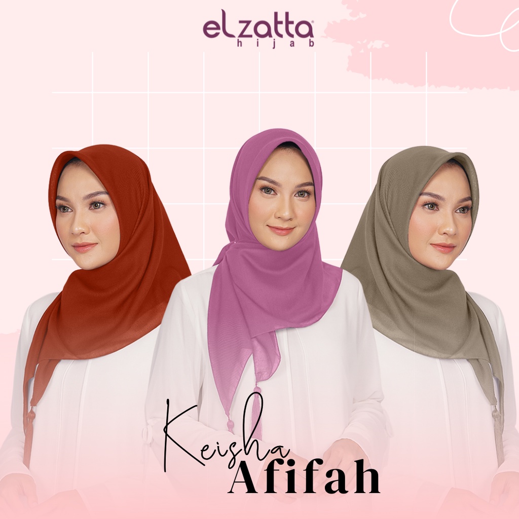 ELZATTA HIJAB SEGI EMPAT POLOS TERBARU ELZATTA HIJAB KEISHA AFIFAH BAHAN KATUN
