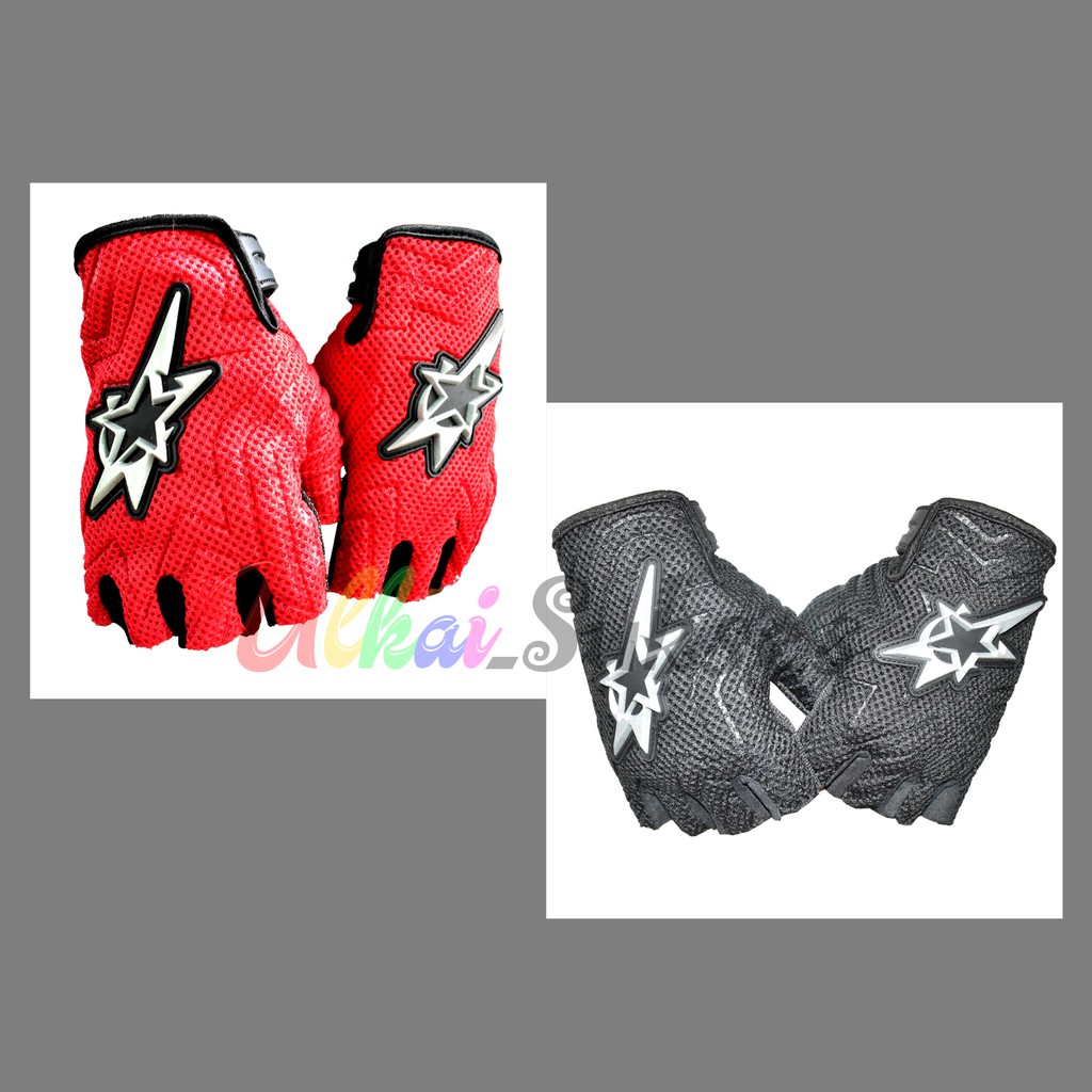 Sarung Tangan Motor Aksesoris Pengendara Motor GP Star Motif Bintang  Half Pendek Sarung Tangan Bikers l Ridding l Touring All Size Dewasa l Pria l Wanita Motorcycle Glove Export Quality Murah