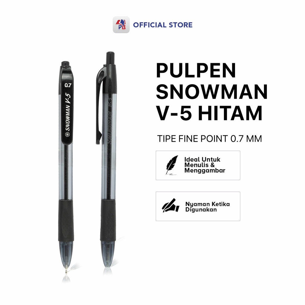 

Pulpen /Bolpoin / Pulpen Snowman V5 Hitam Fine Point 0.7mm / PB EDUKASI ANAK - PBNB