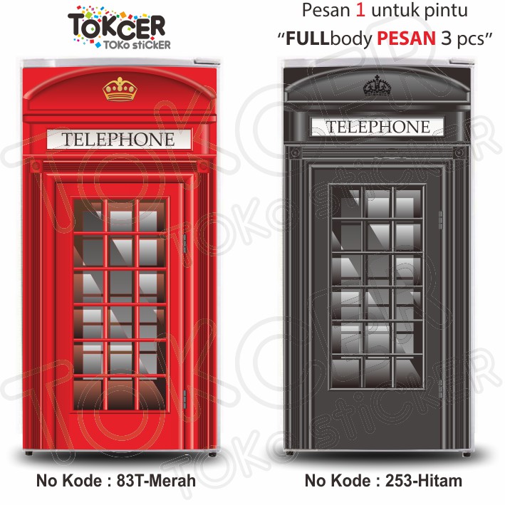 Stiker Kulkas 1 Pintu dan 2 Pintu BOX TELEPHONE