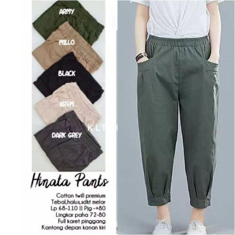 Hinata Celana Panjang Wanita Katun Twill Premium/Baggy Pants Celana  Panjang Kantor/Kulot full Kolor