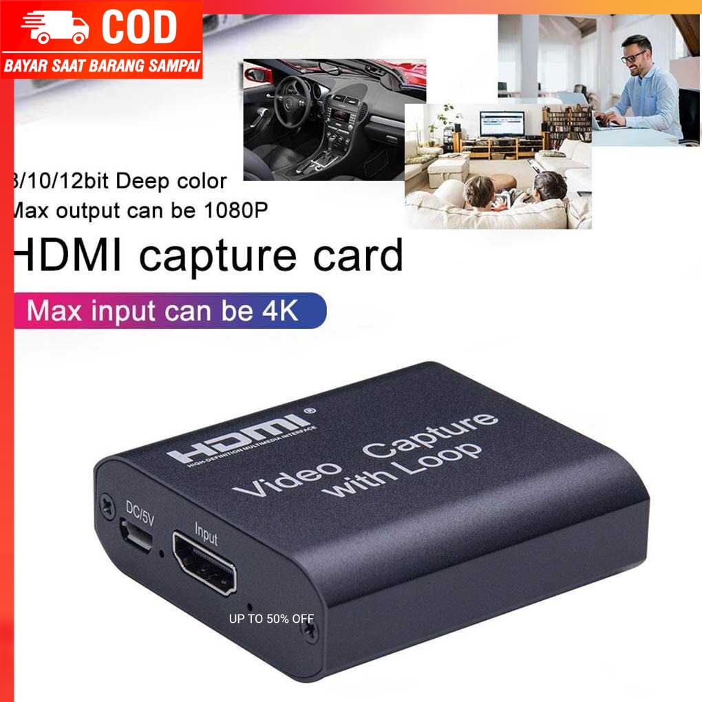 (1005 BARANG ORI) ALLOYSEED HDMI Video Capture Card Adapter Record Box USB2.0 4K RU901