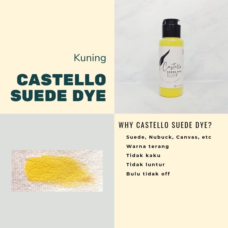 Castello Suede Dye KUNING cat tas sepatu suede nubuck kanvas