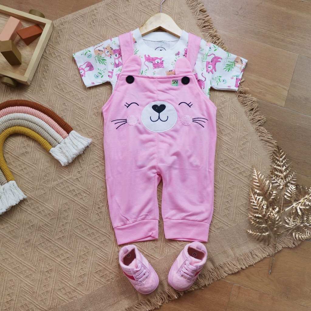 BARU! LIK003 - 2in1 Overall Jumper Baju Kodok Anak Bayi Cewe Fashion Pergi Jalan Lucu