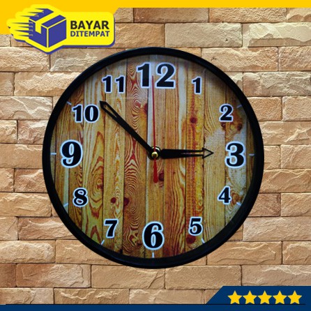 Jam Dinding Tempel Wall Clock Murah Motif KAYU WOOD MW2016