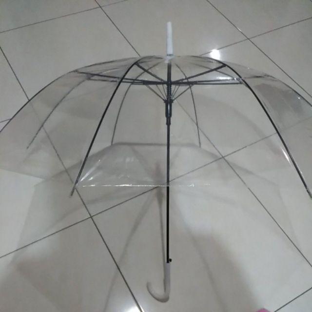 Payung Transparan Import Gagang Crome