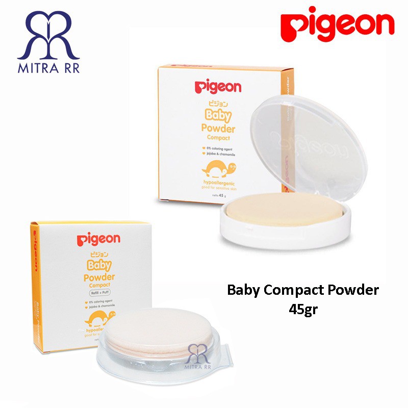 Pigeon Baby Compact Powder Cake / Refill + Puff 45gr - Bedak Bayi Padat Pigeon