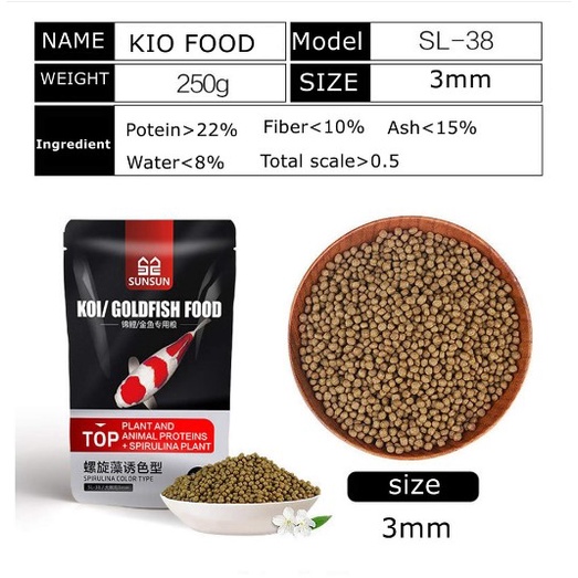 250 gr Koi Goldfish Food Pakan Pelet Ikan Koi Koki Mas 1.5 mm 3 mm