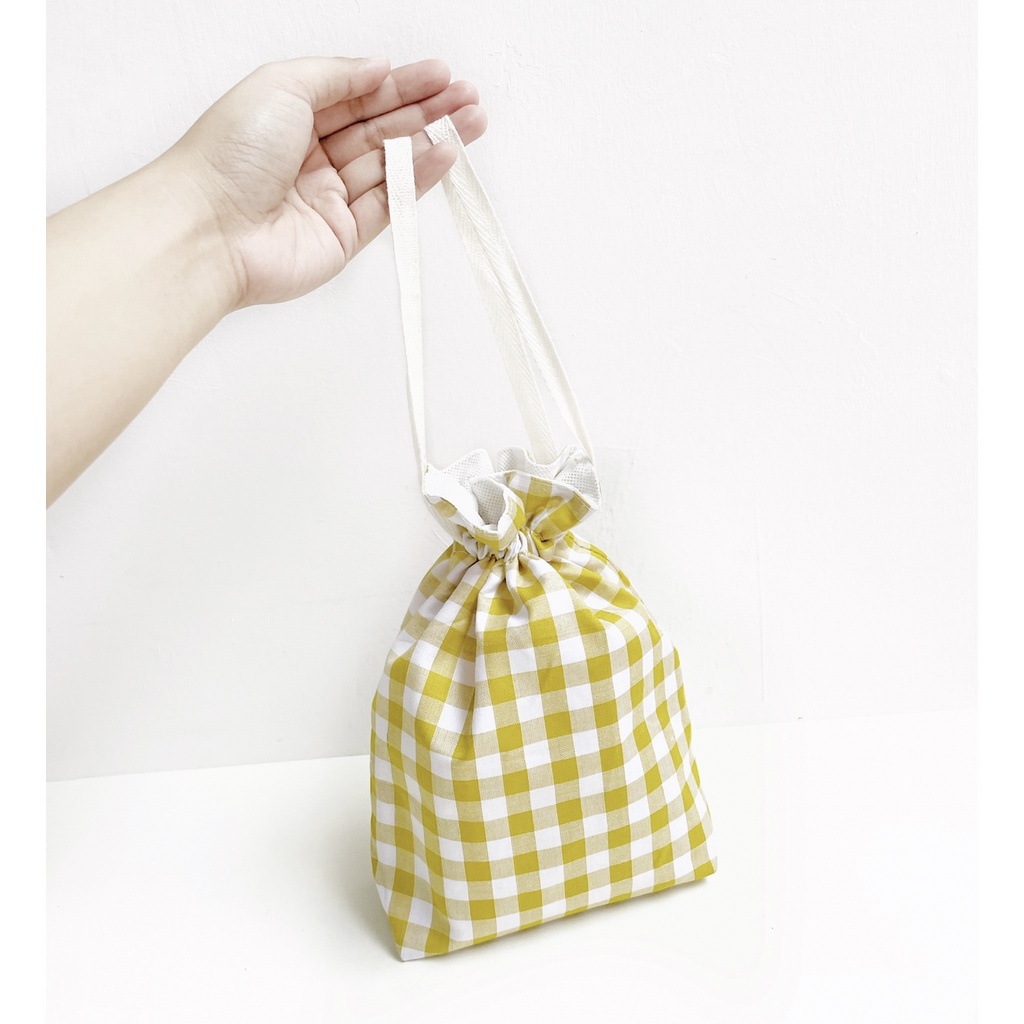 Pouch Serut Gingham / Tas Serut Lucu