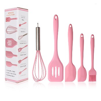 Spatula Silikon Set 5 in 1 / Spatula Set Alat Masak Sutil kocokan Silikon Set 5 in 1 (BEST QUALITY)