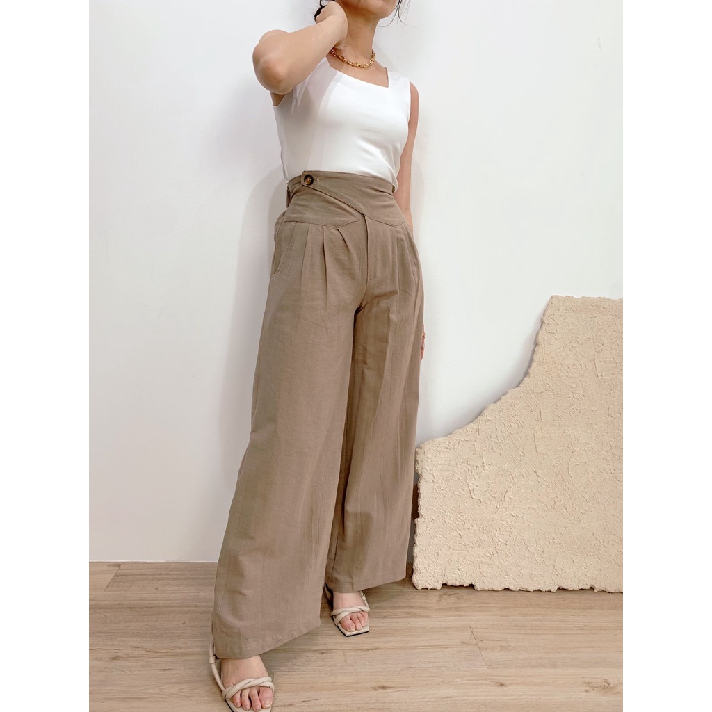 Camp Pants - Cullote Highwaist Linen - Kulot Highwaist Wanita