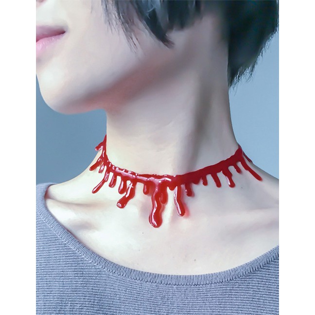 LRC Kalung Fashion Red Pure Color Decorated Choker