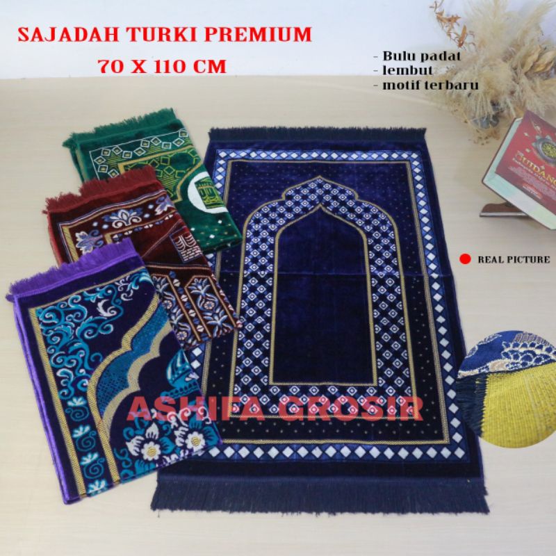 Sajadah Turkey Bulu kabir Premium Spiegel multi colour ukuran 110 x 70 cm