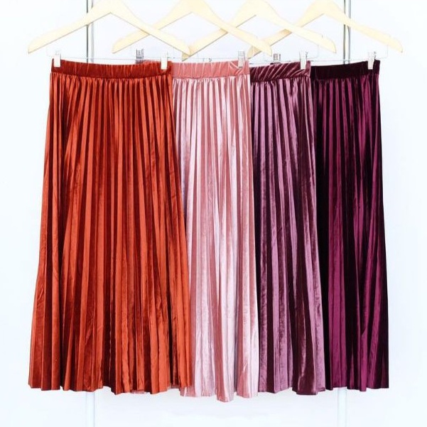 ROK PLISKET BLUDRU PREMIUM  / VELVET SKIRT / ROK PLISKET BLUDRU PANJANG