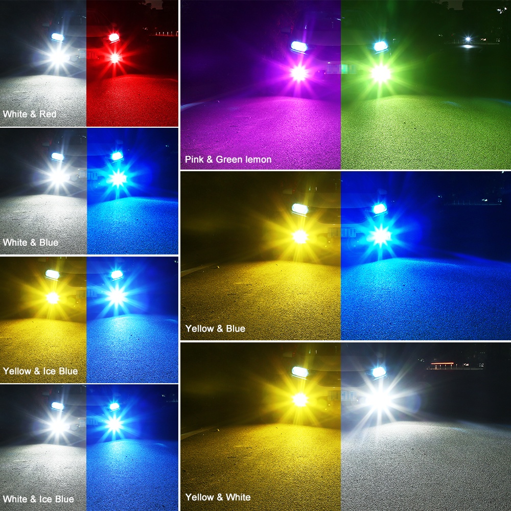 2pcs Lampu Kabut 3 Color in 1 H8 36-LED SMD  H11 H16 (JP) 9005 HB3 9006 HB4 Untuk Mobil