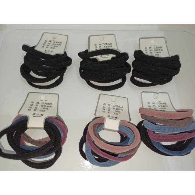  Ikat Rambut Korea polos  dan simple 1 set isi 8 Shopee 