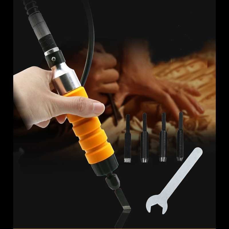 Alat Ukir Kayu Electric Chisel Wood Carving Tool DIY Kuning VamsLuna