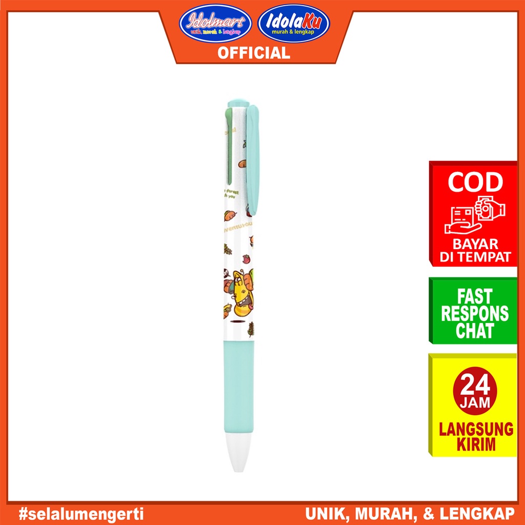 IDOLMART Deli Larva Ballpoint Pen / Pulpen Cetek 0.7mm Tinta 4 Warna  Ujung Tip Bundar dan Grip Karet EQ171 Surabaya