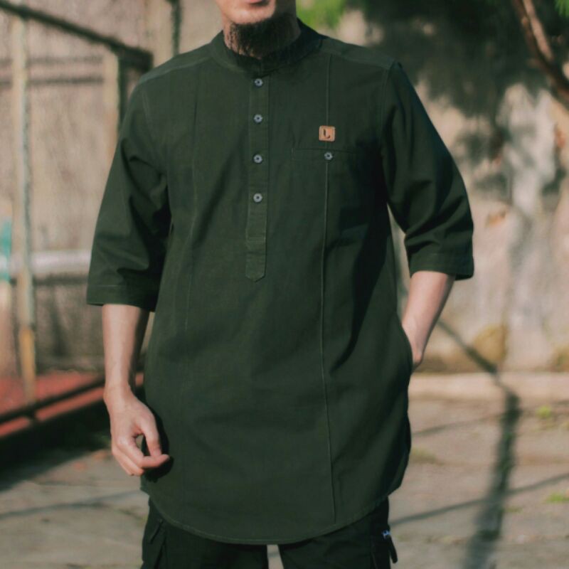 BAJU KOKO KURTA PAKISTAN BERKUALITAS PAKAIAN MUSLIM PRIA LENGAN PENDEK WARNA NAVY MAROON UKURAN M L