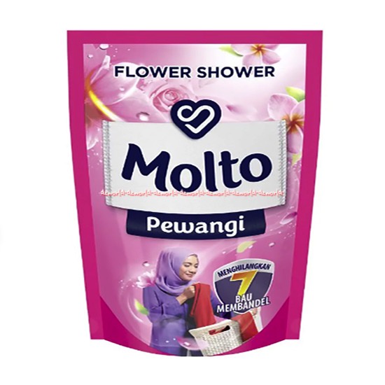 Molto Pewangi 1800ml Floral Bliss Flower Shower Pewangi Pakaian Softener Moltto Pink Biru Blue